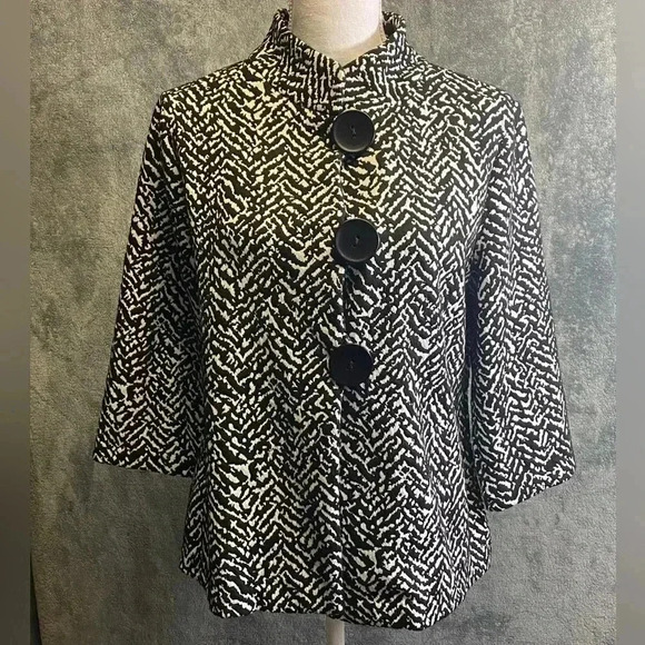 JM collection Petite Printed 3/4-Sleeve Jacket Women’s‎ size PL - Picture 1 of 11